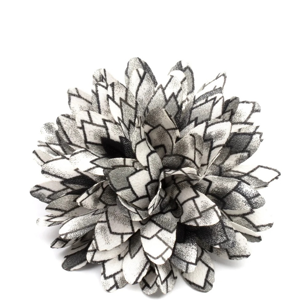 Black and White Floral Hair Bow